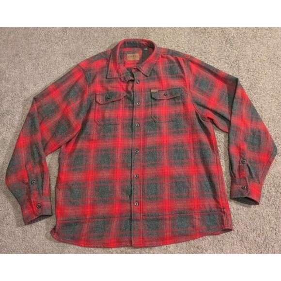Orvis Heavyweight Flannel Red Plaid Shirt Jacket 1312517 Men's Size XL - Picture 1 of 6